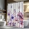 Purple Flower Shower Curtain Butterflies Floral Design 3D Printed Waterproof Bathroom Decor Elegant Nature Theme Home Textile