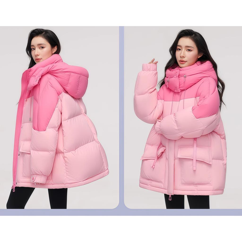 New Down Cotton-padded Clothes, Short Thickened Niche Color Matching, Small Hooded Jacket, Cotton-padded Clothes Are Trendy.