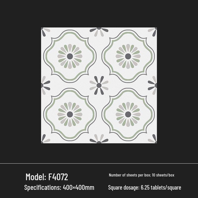 400x400 Zelená francouzská retro dlaždice s malým květinovým vzorem pro kuchyň, koupelnu, balkon a podlahu