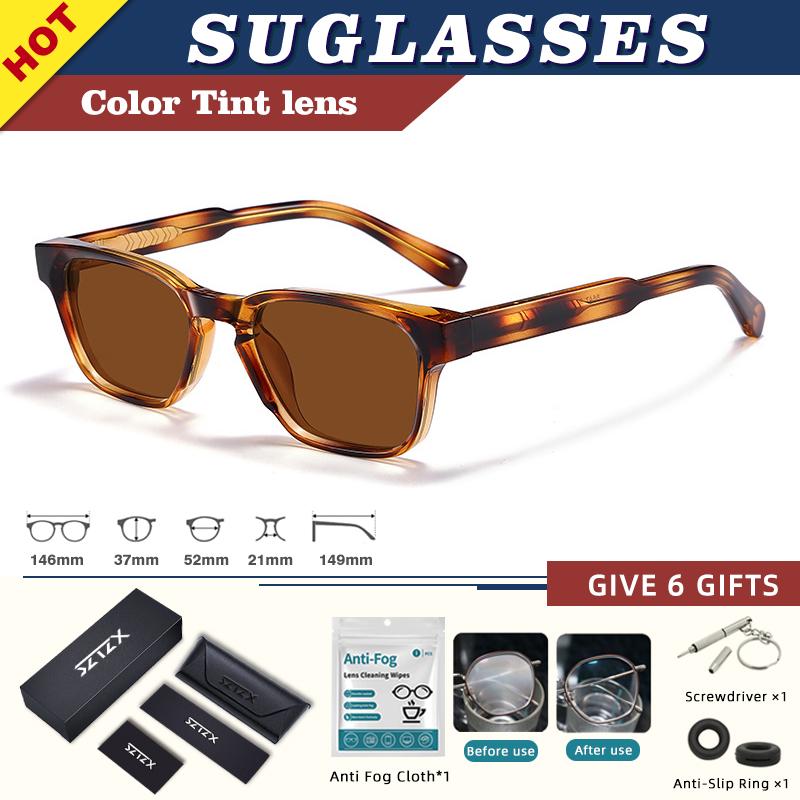 

SZTZX Мужские Ретро Квадратные Солнцезащитные Очки для Близорукости на Заказ Премиум Вождение Пляж Солнцезащитные Очки Женские Уличные UV400 Рецептурные Очки 0 Frame