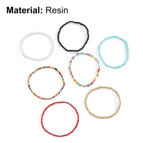 7Pcs Bohemian Women Anklet Round Beads Handmade Barefoot Ankles Bracelets Jewelry for Beach