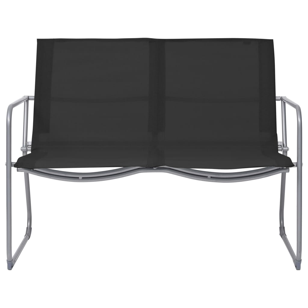 4 Piece Garden Lounge Set Fabric and Steel Black