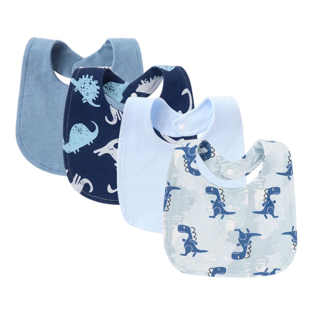 

4Pcs/Set Cartoon Print Saliva Towels Double Layers Infant Bib Kids Apron Burp Cloths Toddler Stage Style 4
