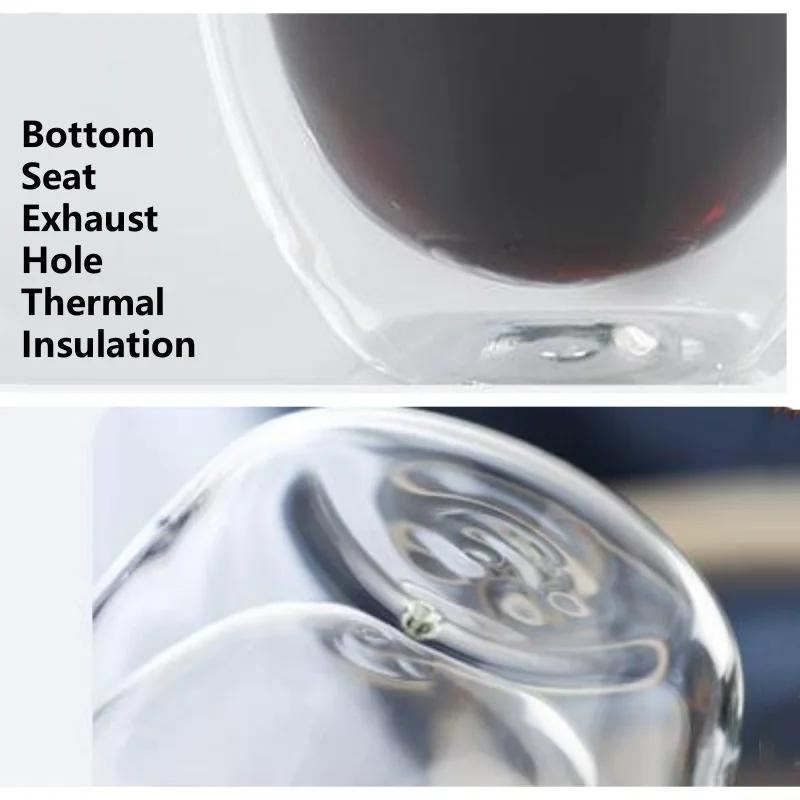 250-450ml Doppelwandiges Glas Tasse Runde Form Einfarbig Bier Milch Kaffee Hitzebeständig Wasserbecher Transparente Tasse Glasbecher