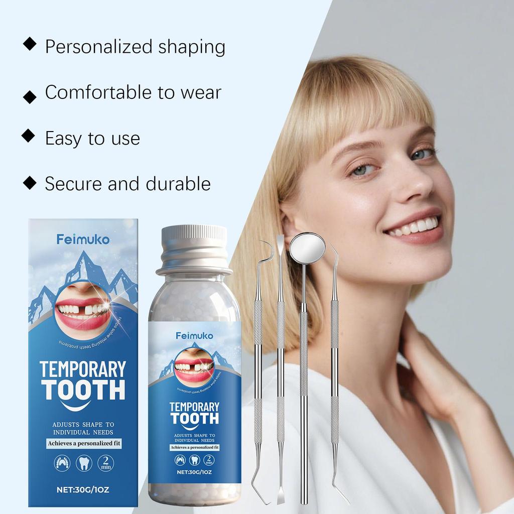 Feimuko Temporary Tooth Care Kit - Plastic Solid Dental Gel - Beautiful Smile, Convenient Tooth Care