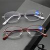 Women's Anti Blue Light Reading Glasses, Metal Half Frame High-definition Presbyopia Glasses, Fashionable Presbyopia Glasses