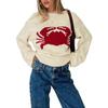 2025 Fashion New Crab Print Pattern Round Neck Shoulder Long Sleeve Plus Size Loose Sweater