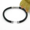 Edelstahl Ein-Wort-Schnalle Lederarmband Geflochtenes Lederseil Magnetverschluss Armband Perlen Handseil Exquisites Partnerarmband