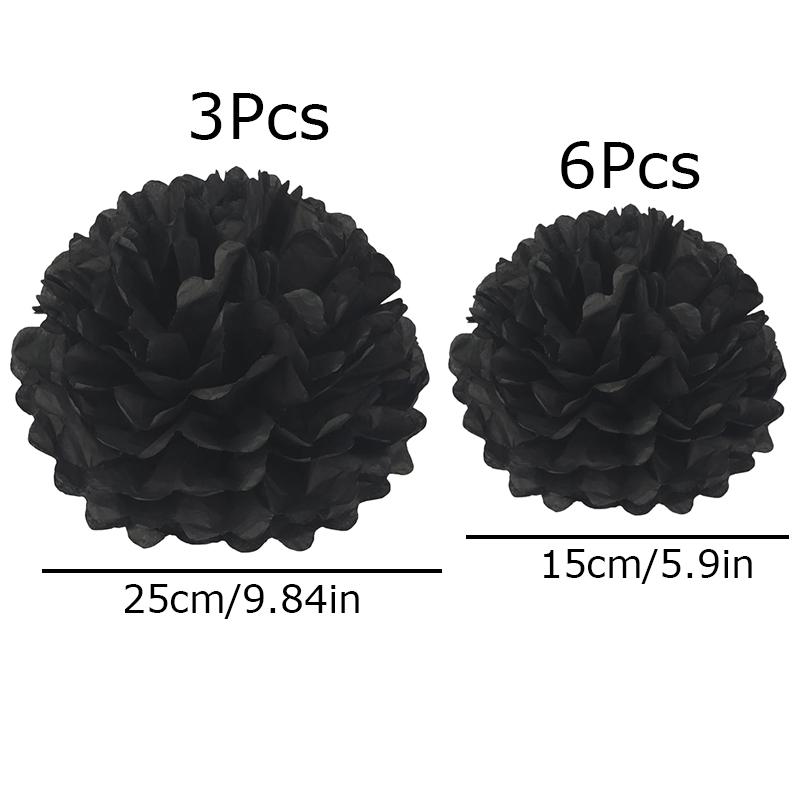 

9 шт. Черный Декор Стен для Вечеринки Свадебные Украшения Хэллоуин 3D Цветочный Шар Юбилей Набор Шаров из Бумажных Цветов Домашний Декор 9pcs