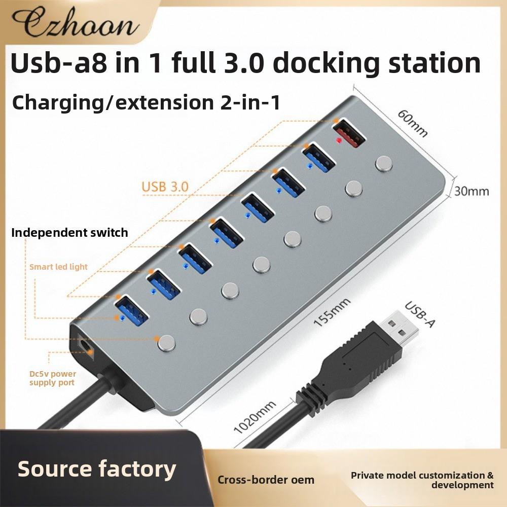 Type C Aluminum Alloy USB 3 0 Hub with Switch Laptop Docking Station Multi Port Expander for MacBook PC Accessories