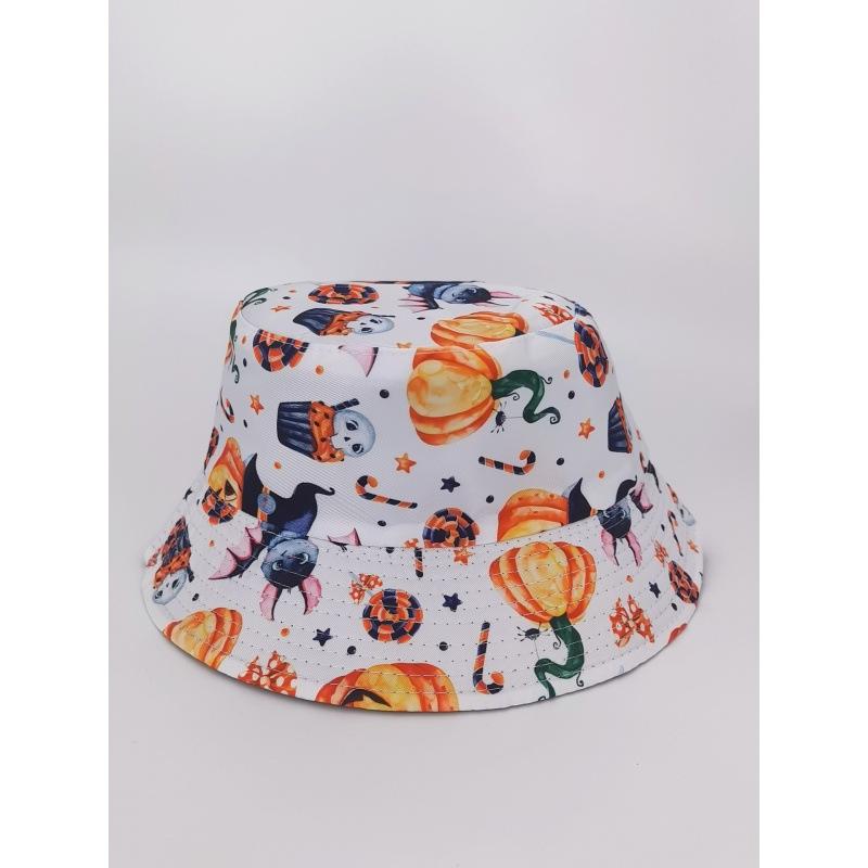European and American New Halloween Printing Pattern Bucket Hat Graffiti Tie-dye Basin Hat Men and Women Spring and Summer Outdoor Sunscreen