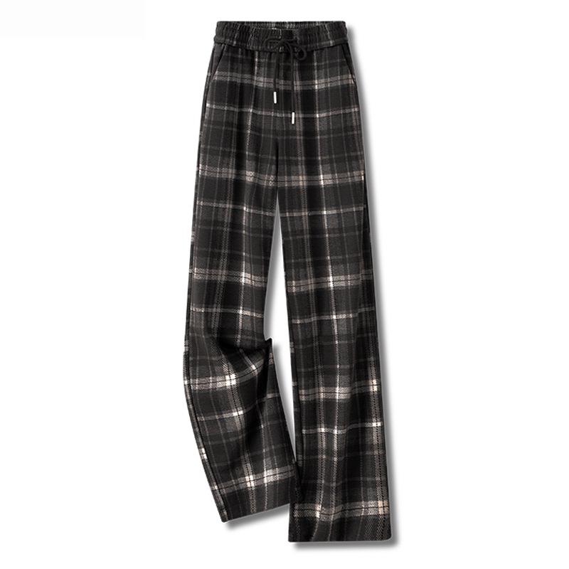 

Autumn 2024 Plaid High-Waisted Slimming Loose Straight-Leg Pants 31