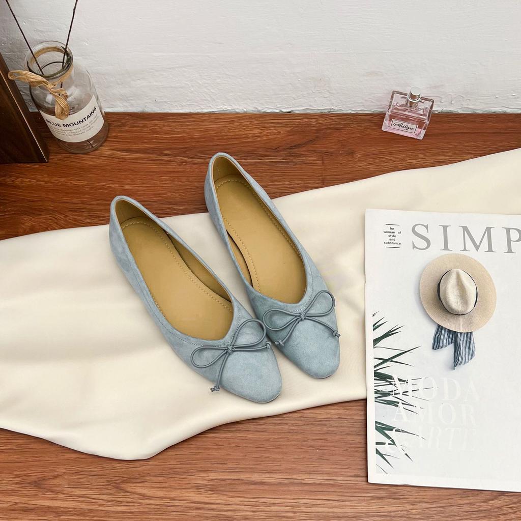 2025 new bow soft-soled casual shoes French outer wear high-end sense one-pedal shallow single shoes women's summer versatile