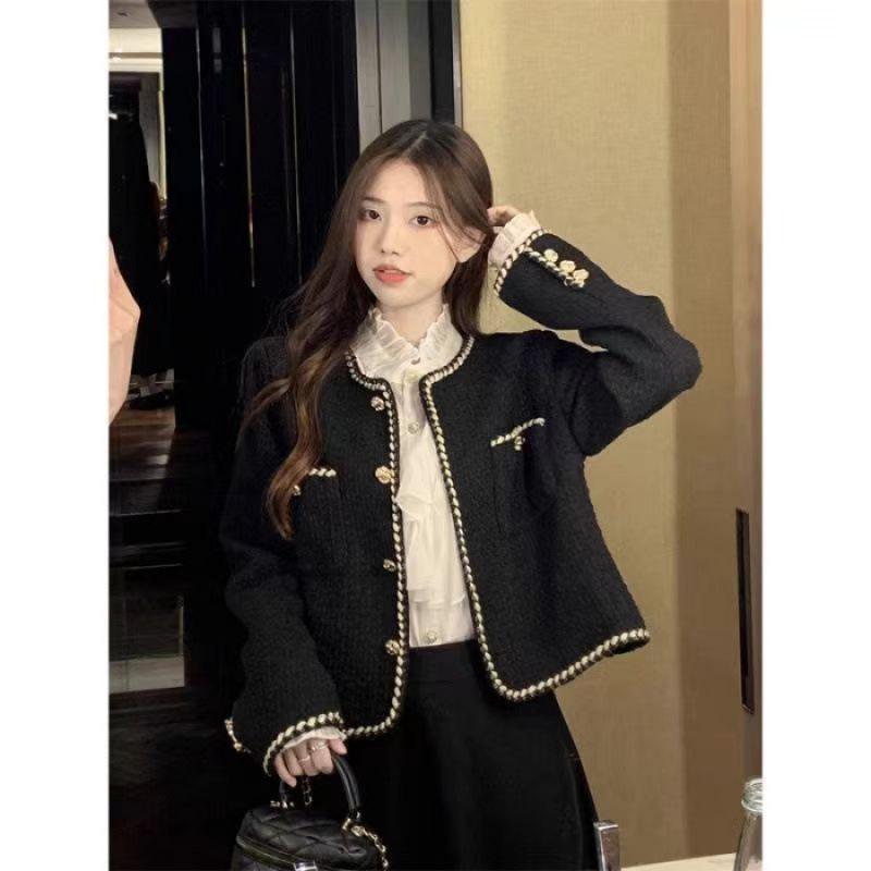 2025 Elegant French-Style Women s Black Short Jacket - Spring/Autumn Versatile High-End Design Large