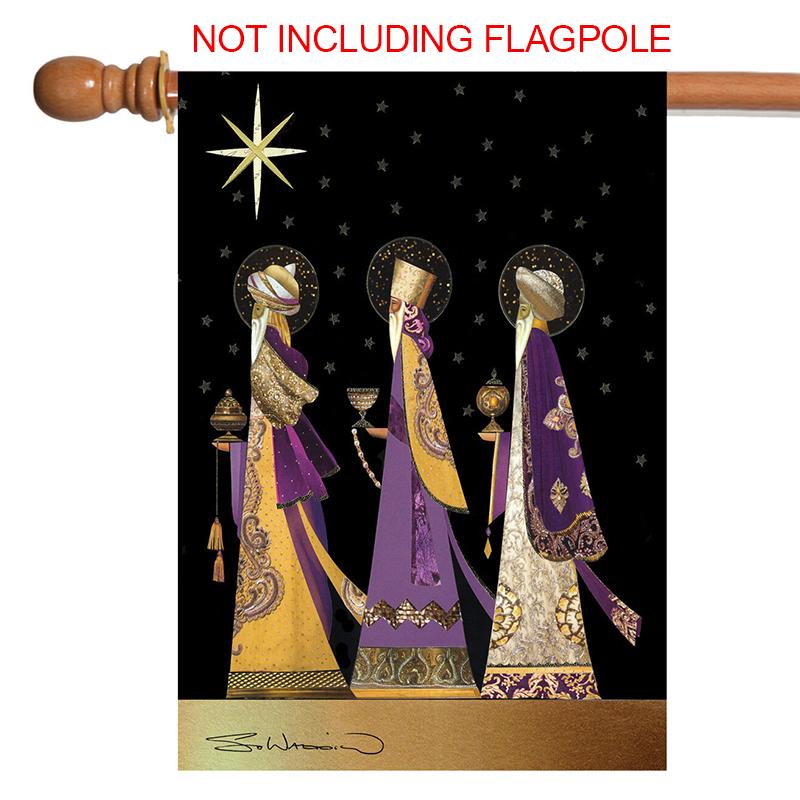 Yeni Üç Kral Altın Yıldız Bilge Adamlar Noel Evi Bahçe Bayrağı Bahçe Afişi