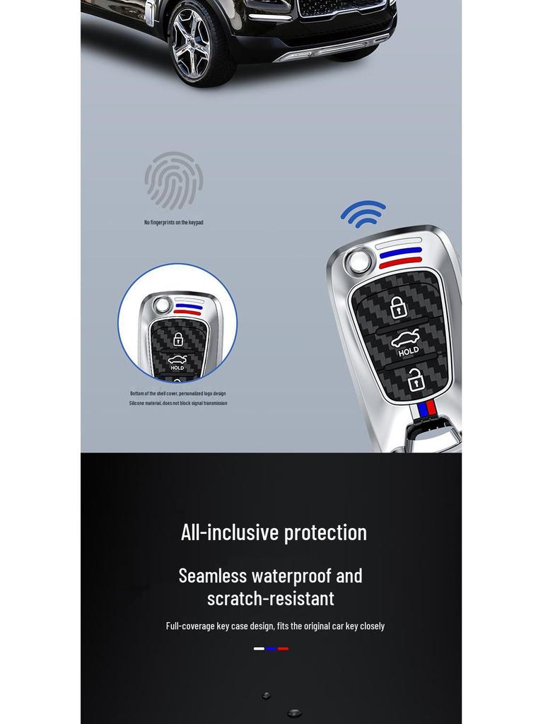 Car Key Case for Kia K2 K5, Hyundai Elantra, Langdong, Reina, ix35, Sportage - Protective Shell with Buckle