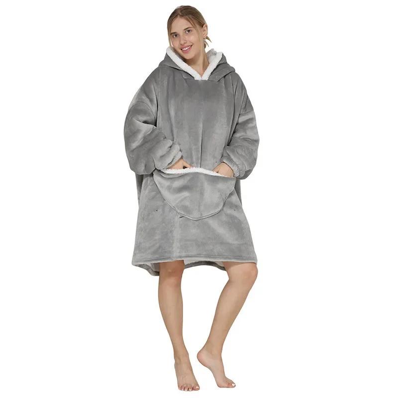 Warm Hooded Sherpa Blanket With Sleeves Ultra Soft Fleece Sweatshirt Throw Thick Winter Flannel Hoodie Blankets Home Textile