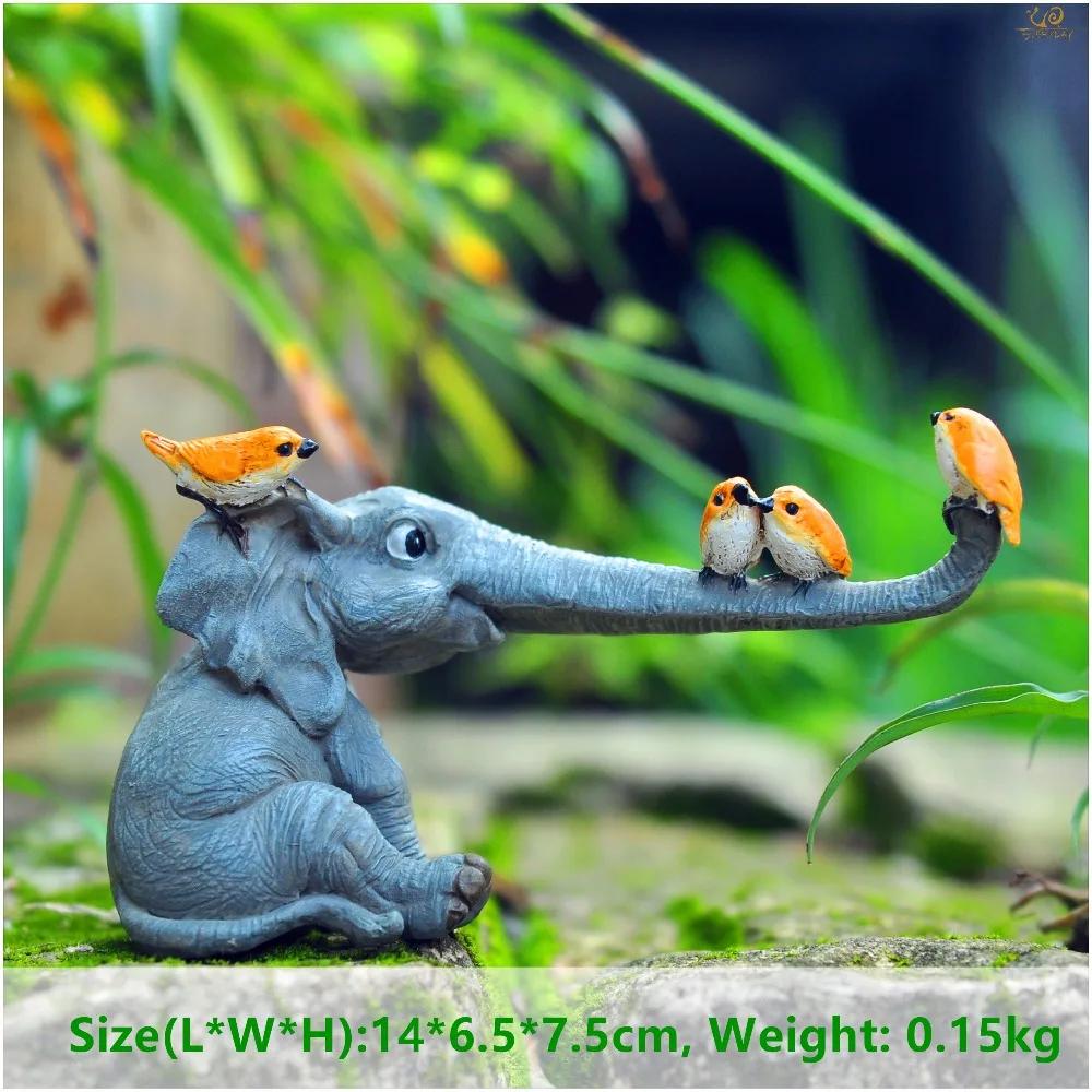 Cute Elephant Figurines Fairy Garden Animal Ornaments for Home Deskpot Cupboard Props Decor Accessories Room Decoration