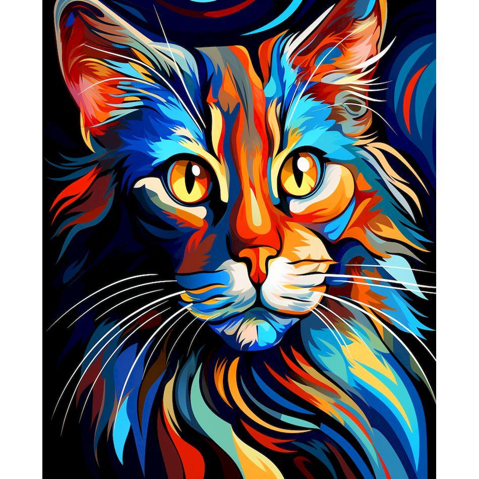 CHENISTORY Paint By Numbers Colorful Cat Animal Acrylic Drawing Canvas Wall Art Oil Painting By Numbers DIY Home Decoration