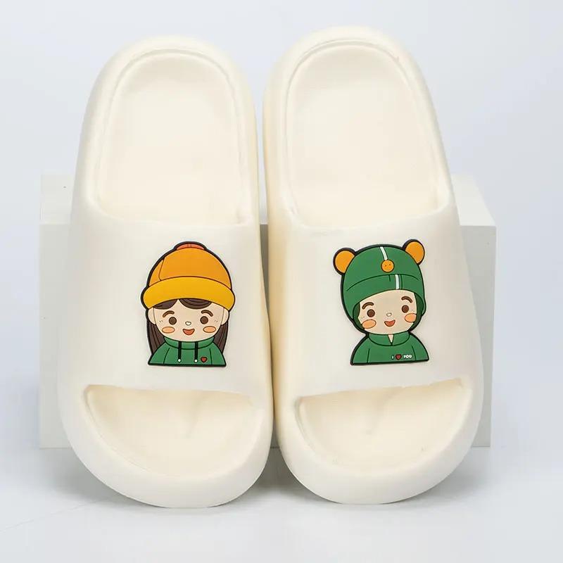 Fashion Fashion Cartoon Animation Couple Slippers 2024 Thick Bottom Cloud Slippers Women Comfortable Soft Sole Platform Sandals Woman