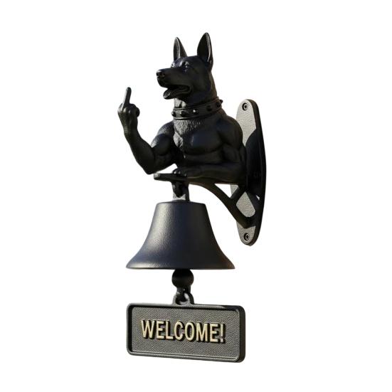 Middle Finger Muscle Dog Doorbell Vintage Puppy Welcome Door Bell Home Office Entrance Decorative Bell Pet Lover Gift