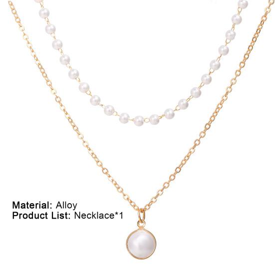 Pearl Necklace Double-layer Simple Alloy Female Clavicle Chain for Party