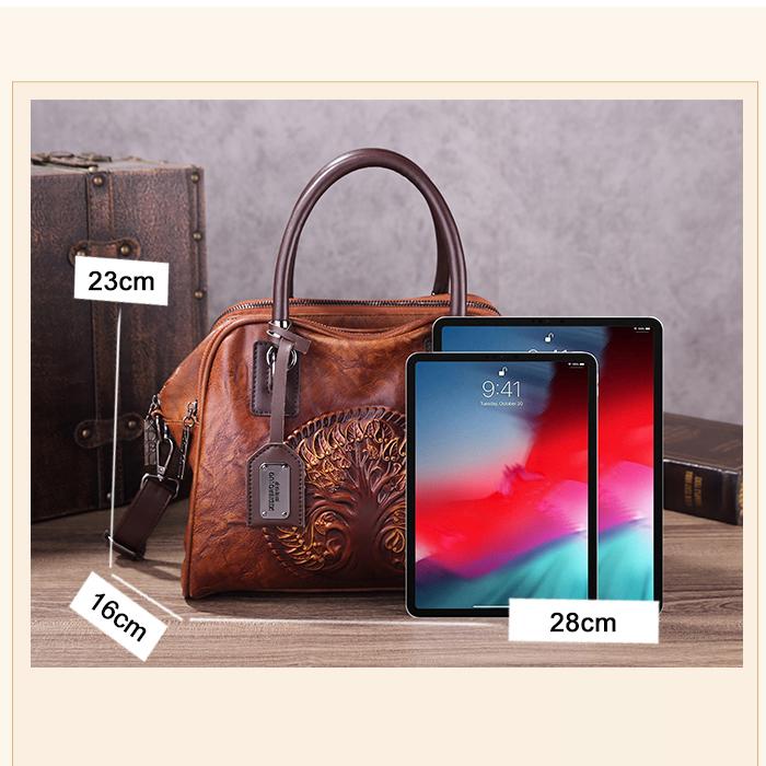 Retro Handmade Women's Handbag For Ladies Leather Should Bags Bohemian Style Soft Boston Luxury Handbags