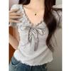 Half Sleeve Short Sleeve Lace Slim Top Women