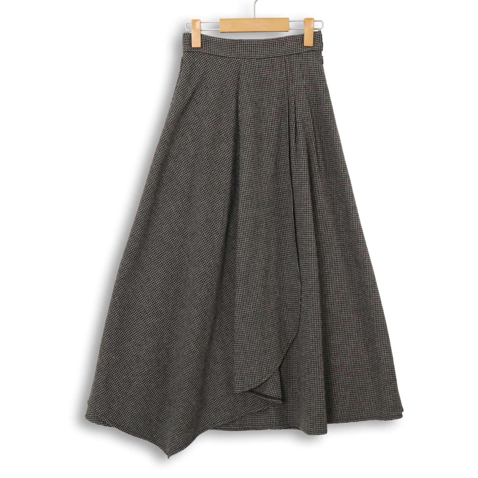 AZUL by moussy Autumn/Winter Houndstooth Flare Long Asymmetric Maxi Skirt Sz.S Ladies