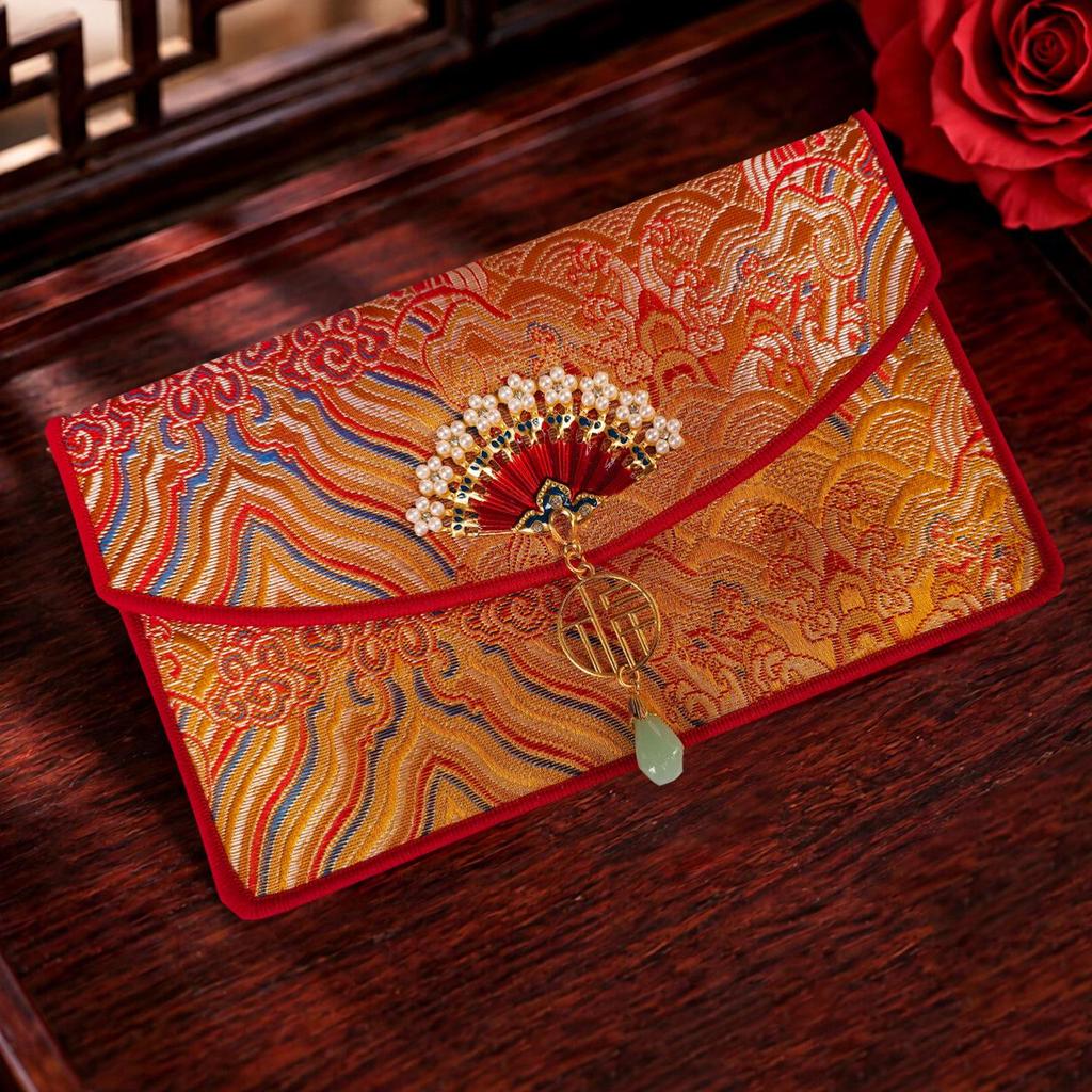 Guochao Year of the Horse 2026 Red Envelope: Fu Character Brocade New Year Lucky Money Envelope, 20,000 Yuan Capacity for Housewarming or Celebration.
