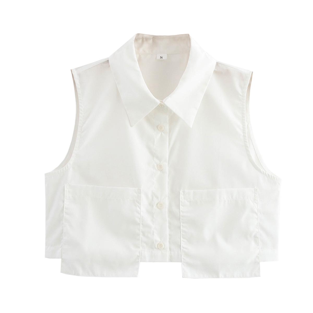 

Весна 2025 Женский европейский и американский стиль Двубортный жилет без рукавов Medium белый