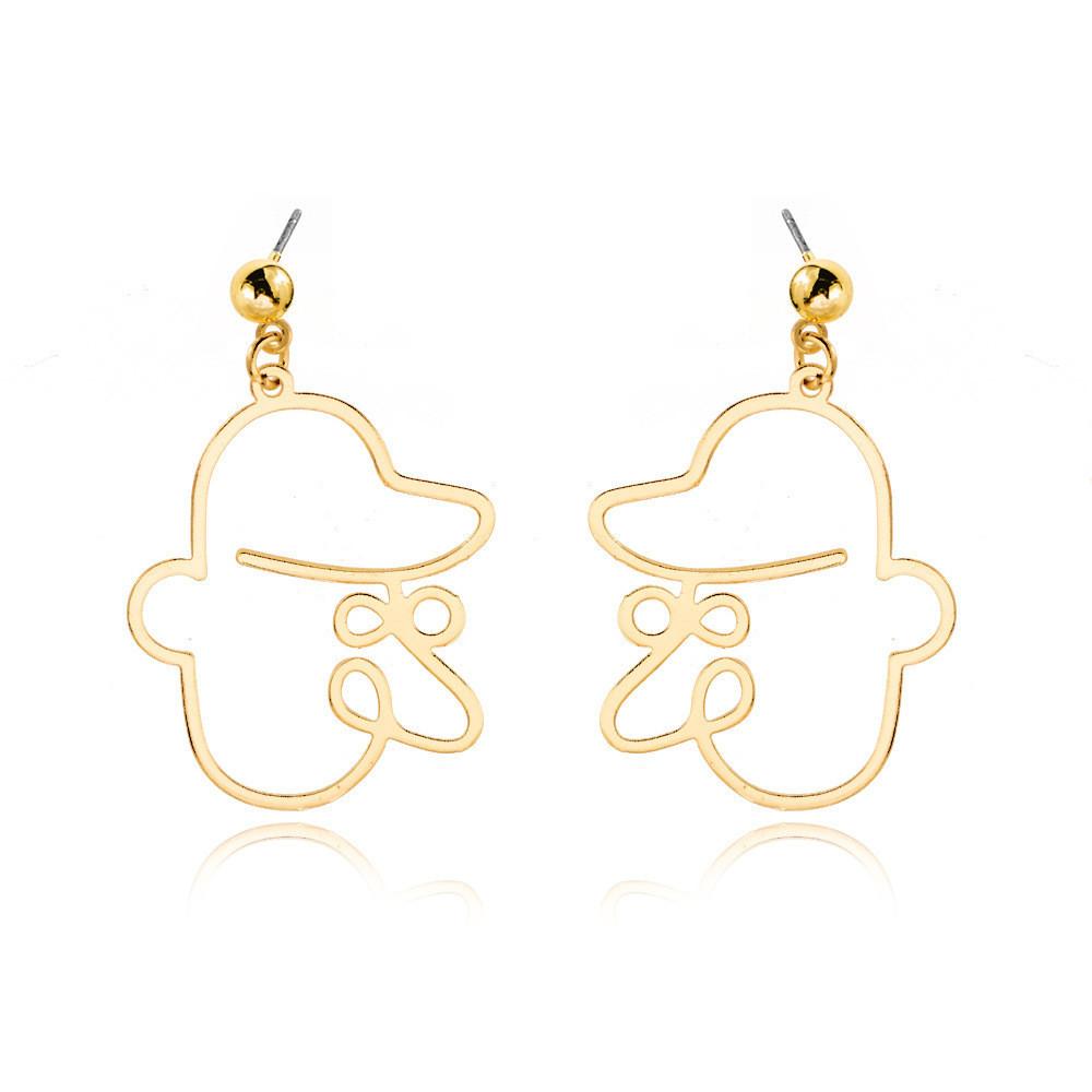 Alloy Face Elegant Earrings For Women Modern Cartoon Expression Design Jewelry