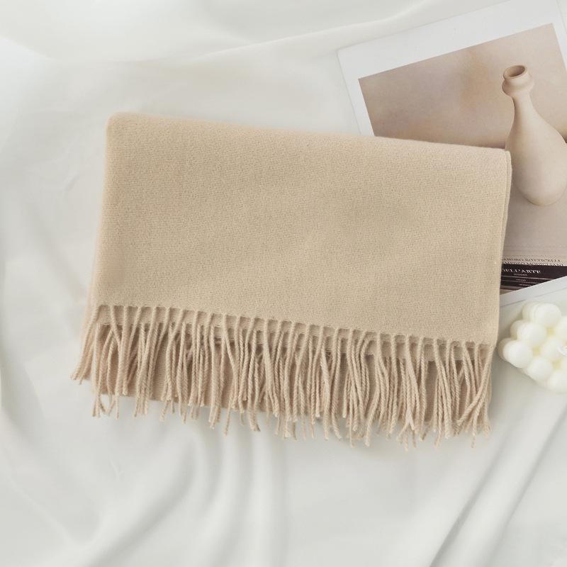 Cashmere feel solid color scarf women's imitation cashmere autumn and winter atmosphere versatile medium and long shawl scarf