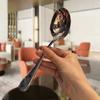 Stainless Steel Round Spoon Net Red Golden Dinner Long Handle Stirring Dessert Spoons For Kitchen Accessories Gadgets