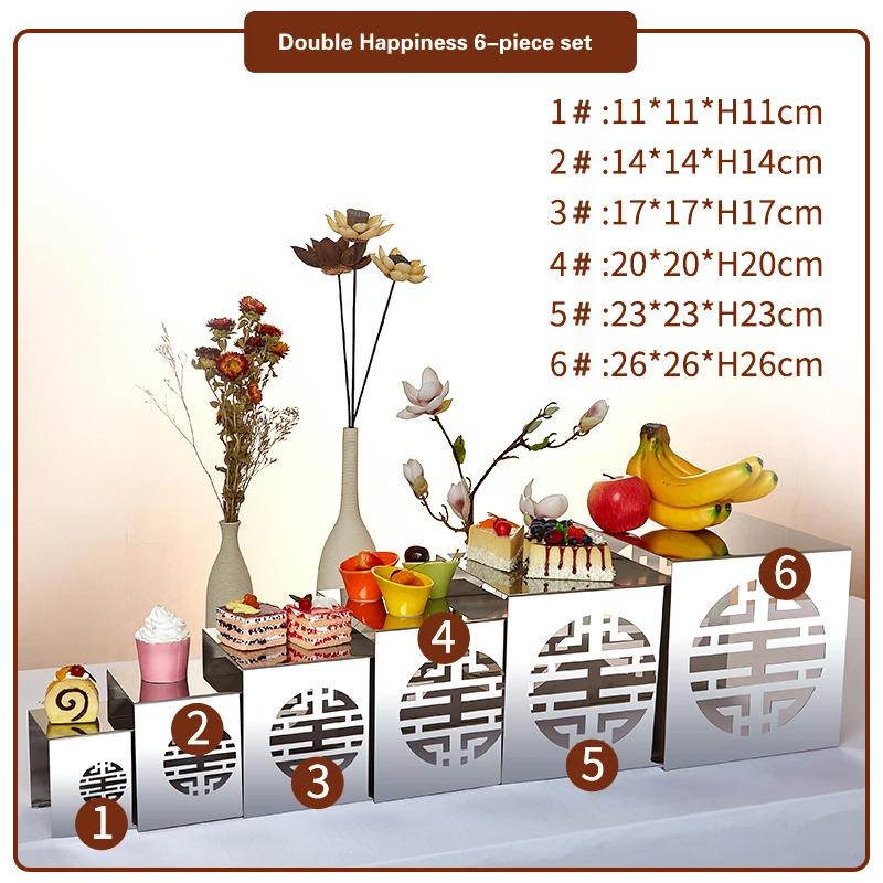 Fruit Plate In Cafeteria Wedding Gift Snack Rack Hotel Cake Rack Tea Break Buffet Rack Stainless Steel 4-6 Pcs Set Dessert Stand