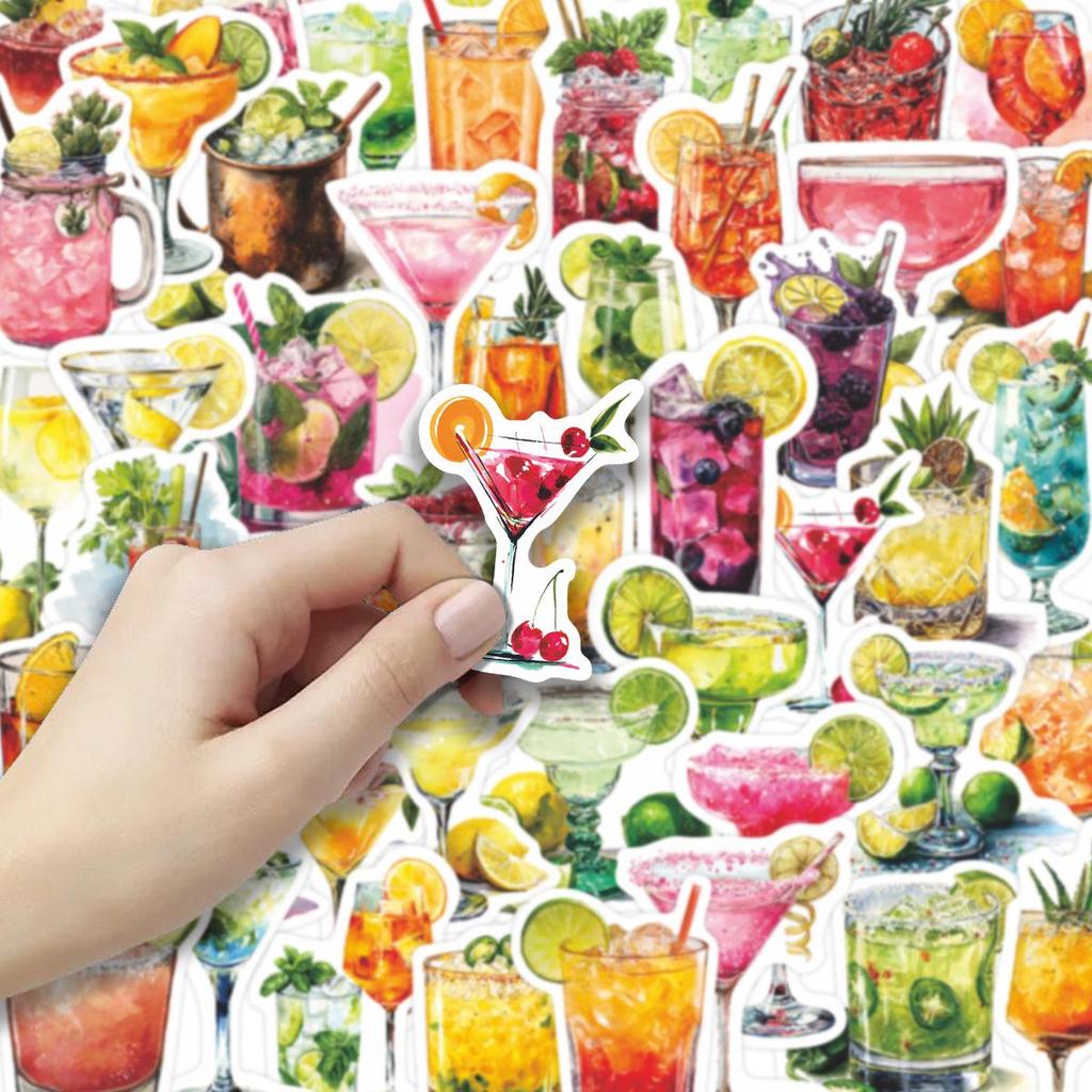 50PCS Waterproof Cartoon Beverage Stickers for Creative Decoration