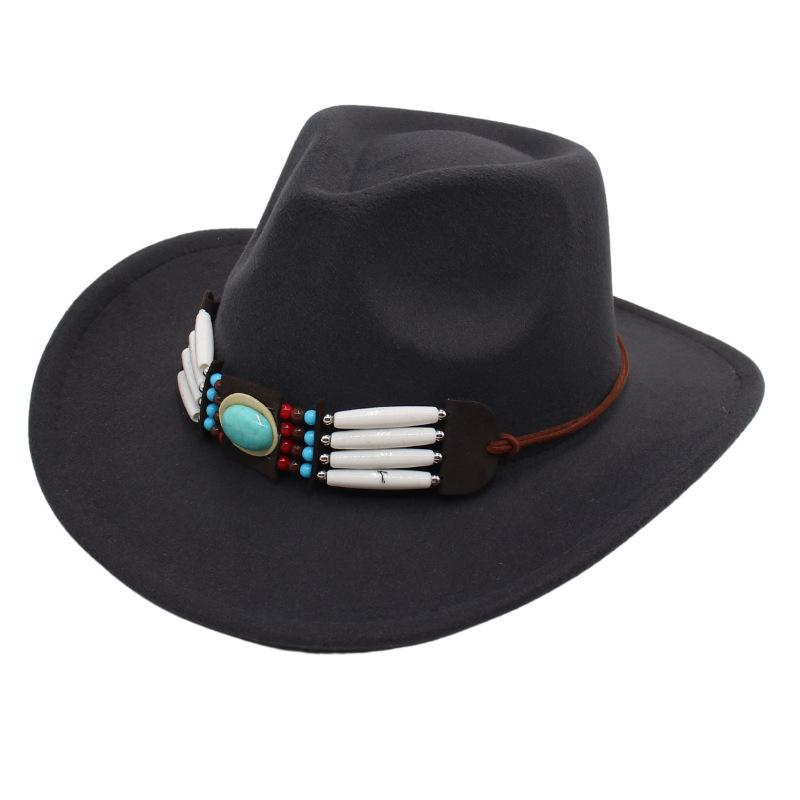 Ethnic Style Western Cowboy Hat Curled Tweed Hat Tibetan Top Hat