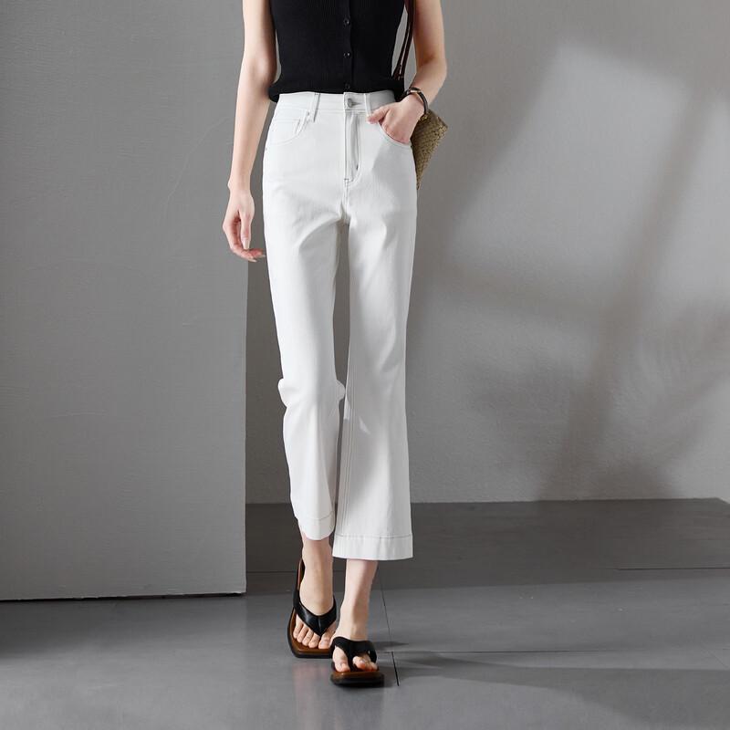 SOFSIL Women s High-Waist Cropped White Jeans 27