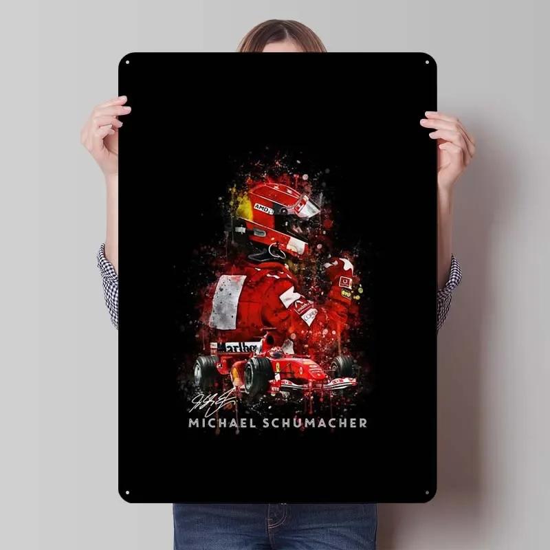 Michael Schumacher Metalowy Znak Plakaty Wyścigowe Dekoracja Dekoracja Ścienna Dekoracja Pokoju Dziennego Mężczyzna Vintage Elementy Dekoracyjne do Domu Mural Artystyczny