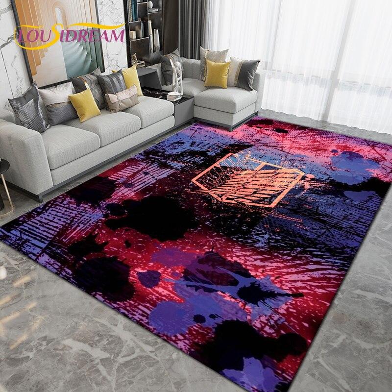 Anime Cartoon Attack On Titan Area Rug Large,Carpet Rug for Living Room Bedroom,Kitchen Bathroom Doormat Non-slip Floor Mat Gift