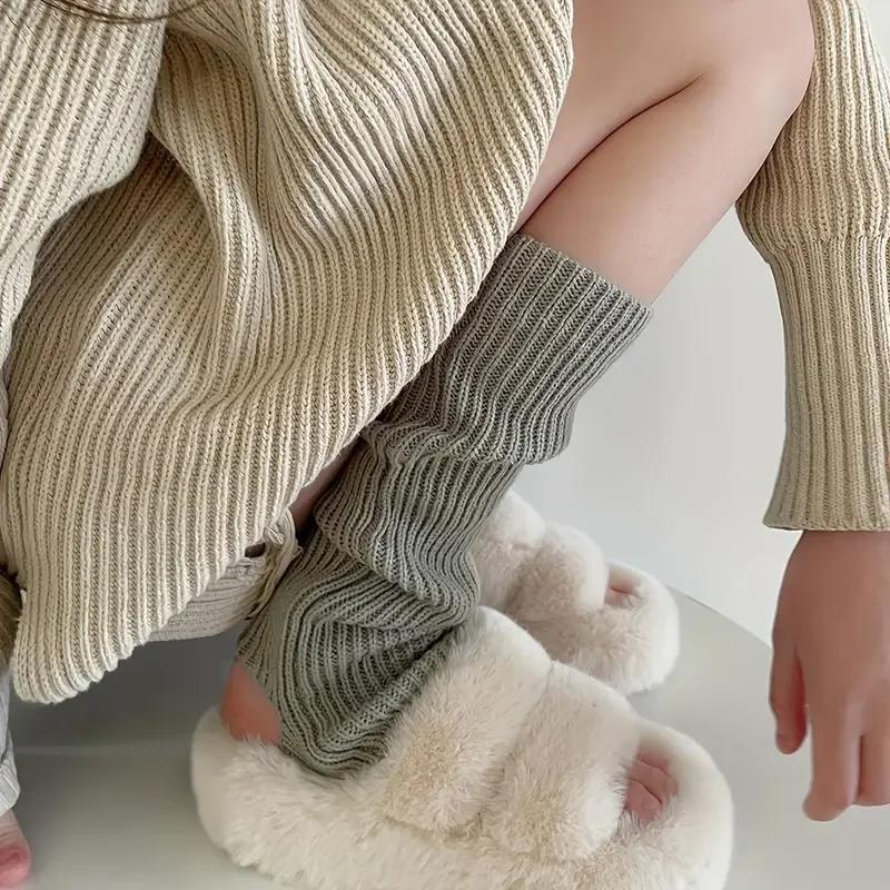 Y2k Winter Leg Warmers Fluffy Cute Accessories Gothic Lolita Knit Long Socks Women Leg Warmer Lady Stylish Stretchy Boots Cover