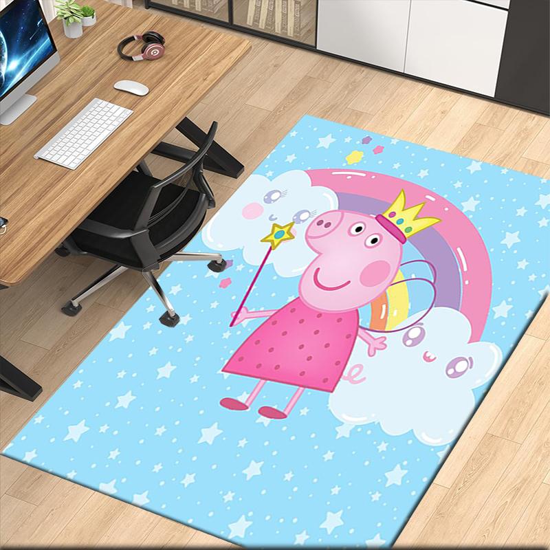 Peppa Pig Printed Carpet, for Office Chair Living Room Bedroom Kitchen Room Decor Gifts.