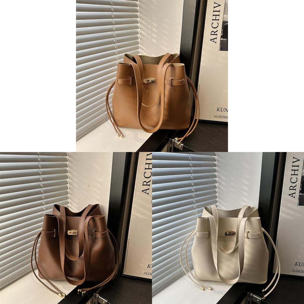 Pu Street Style Water Bucket Bag With Shoulder Strap And Inner Phone Pocket For Work