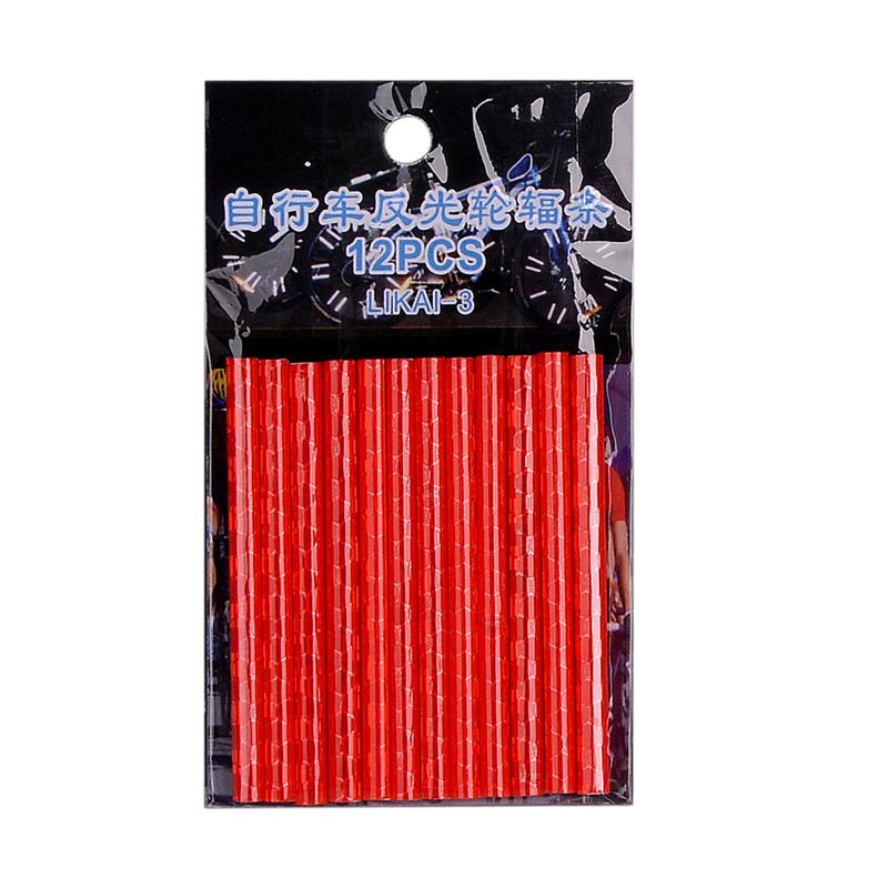 

12 шт. светоотражающие наклейки на спицы велосипедных колес, цветная трубка, предупреждающий световой сигнал безопасности, самодельный велосипедный отражатель, светоотражающий комплект безопасности красный