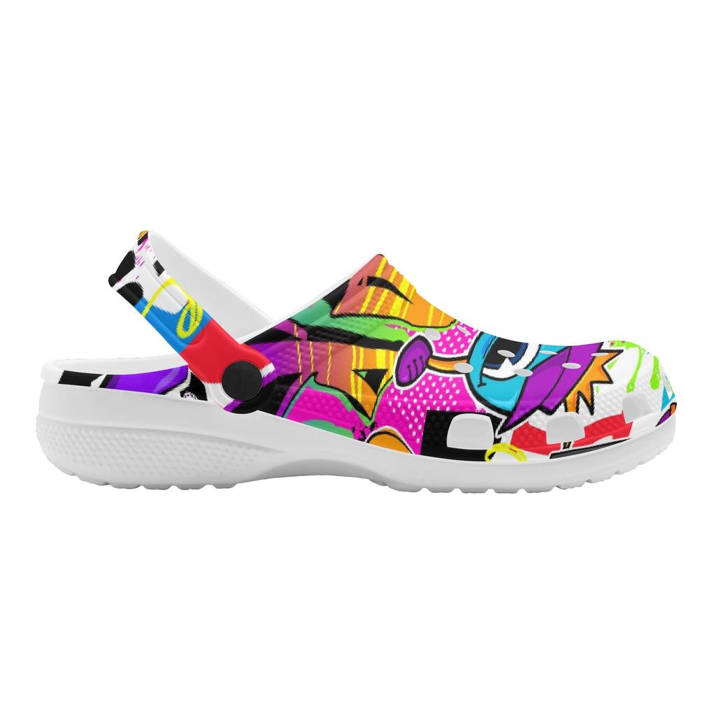Unisex Printed EVA Beach Shoes Lightweight Breathable Slip On Garden Clogs Pool Bathroom Home Casual Sandals Home Garden Use