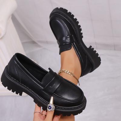 Thick-soled Small Leather Shoes for Women's Autumn New Muffin-soled Single Shoes for Women's Soft Girls