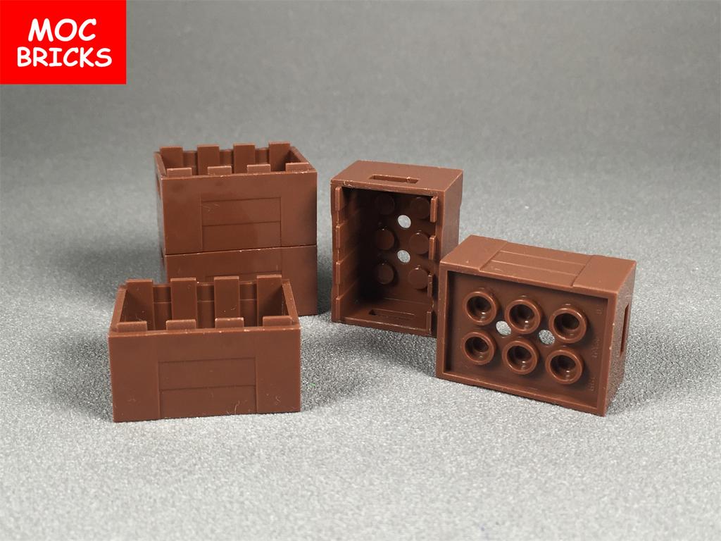 10 Stück/Los MOC Steine Brauner Behälter Kiste mit Griffen Lebensmittel Obst Kiste Korb 30150 Bausteine Spielzeug Kinder Geschenke