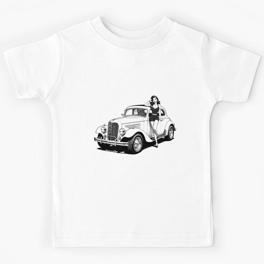 Rockabilly Pin-Up & Hot Rod Classic Car Design Kids T-Shirt 120