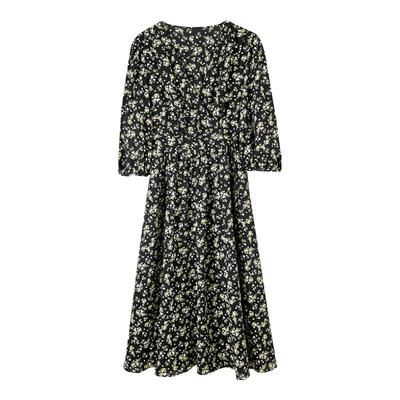 Shangdu Bila Florales V-Ausschnitt A-Linien Chiffon Midikleid