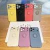 Applicable to Apple 11promax mobile phone case solid color liquid silicone ring holder iPhone11 protective case
